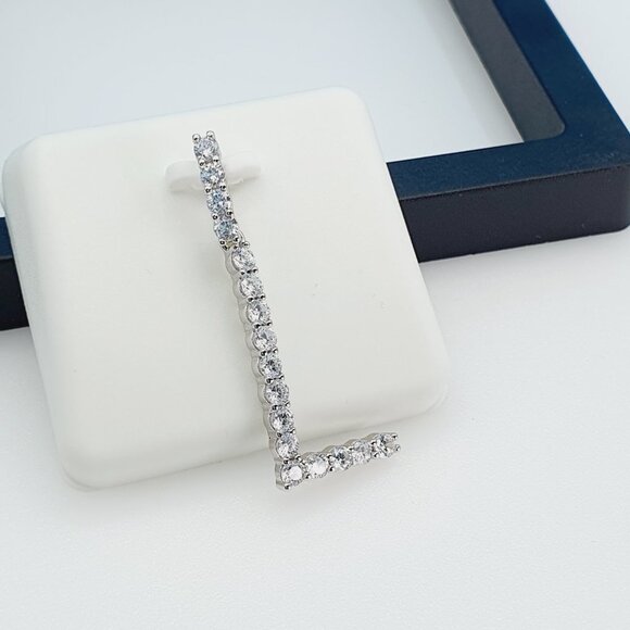 "925 Sterling Silver Cubic Zirconia Initial Pendant, UU1P6A6178 - Picture 3 of 10